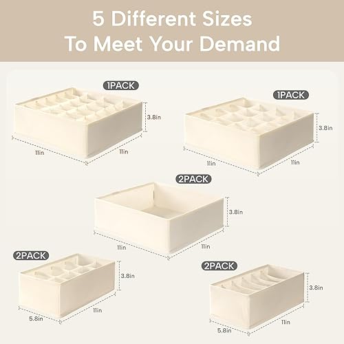 Miniatura 2 de Criusia Juego de 8 divisores organizadores de cajones para calcetines y ropa interior, organizadores plegables de armario y contenedores de