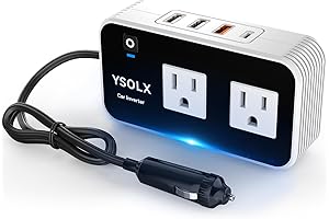 YSOLX 200W Car Inverter USB C, DC 12V to 110V AC Inverter, Road Trip Essential