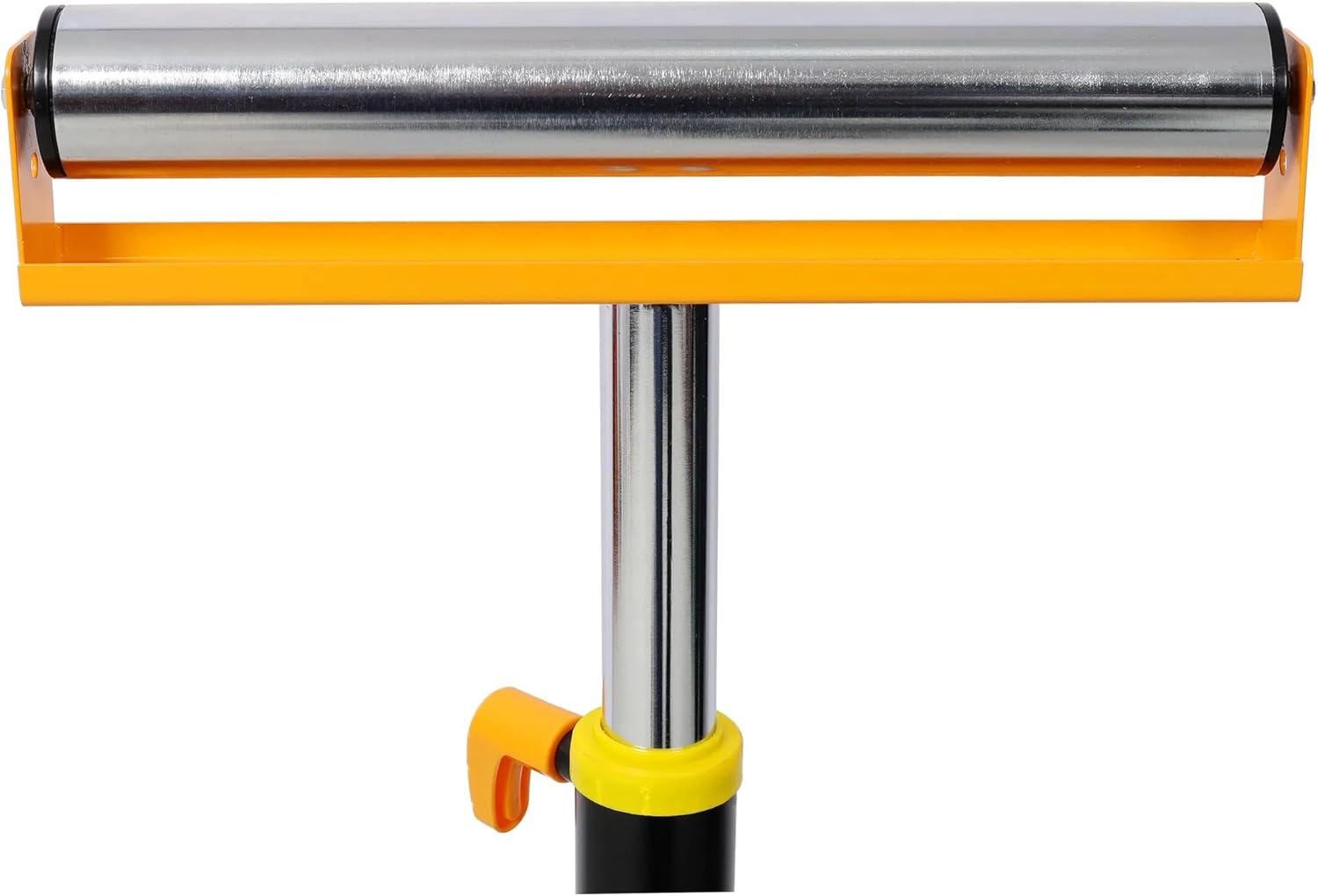 Adjustable Height Roller Stand for Woodworking, Heavy-Duty Material Support with Chrome-Plated Roller, 170 lbs Capacity, Yellow and Black, 27.5-46.875 Inch Height Range