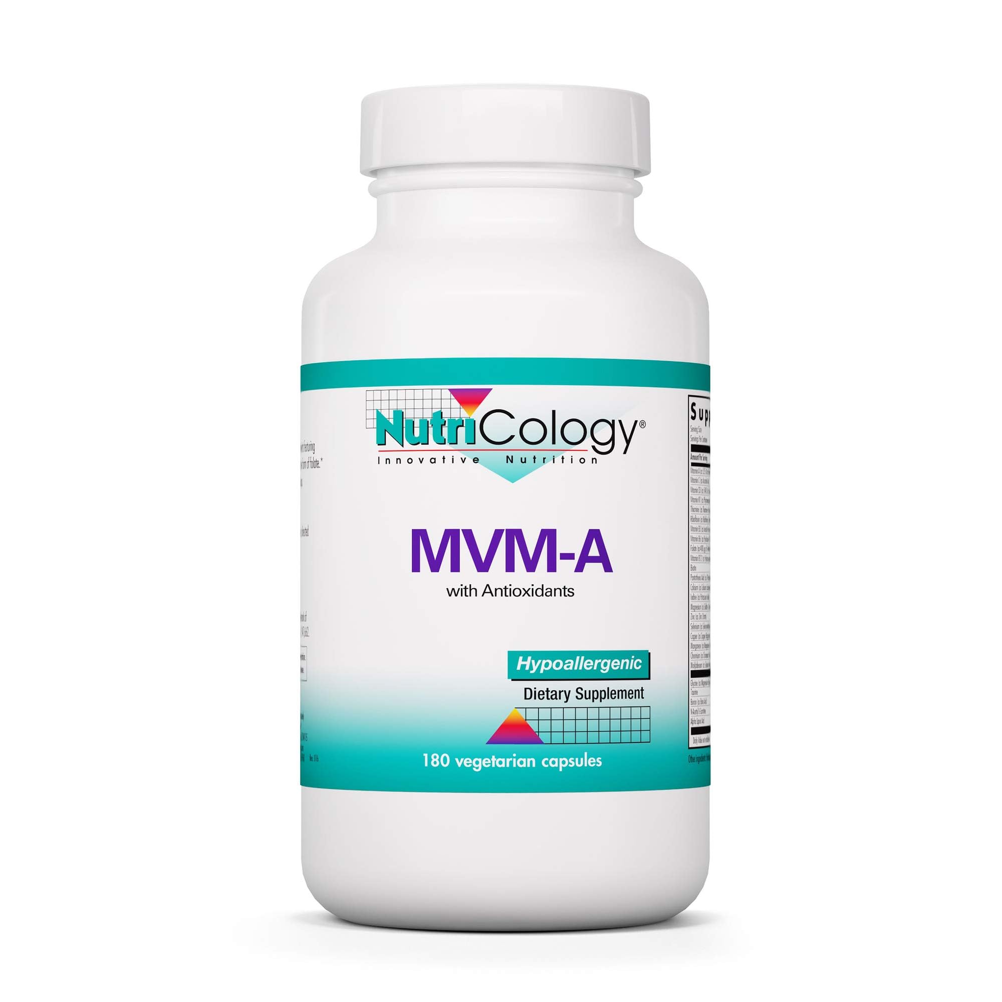 Nutricology MVM-A Supplement - Multivitamin for Men & Women, with Iron, Daily Vitamins, for Adults, High Potency, Bioavailable, Vegetarian Capsules - 180 Count