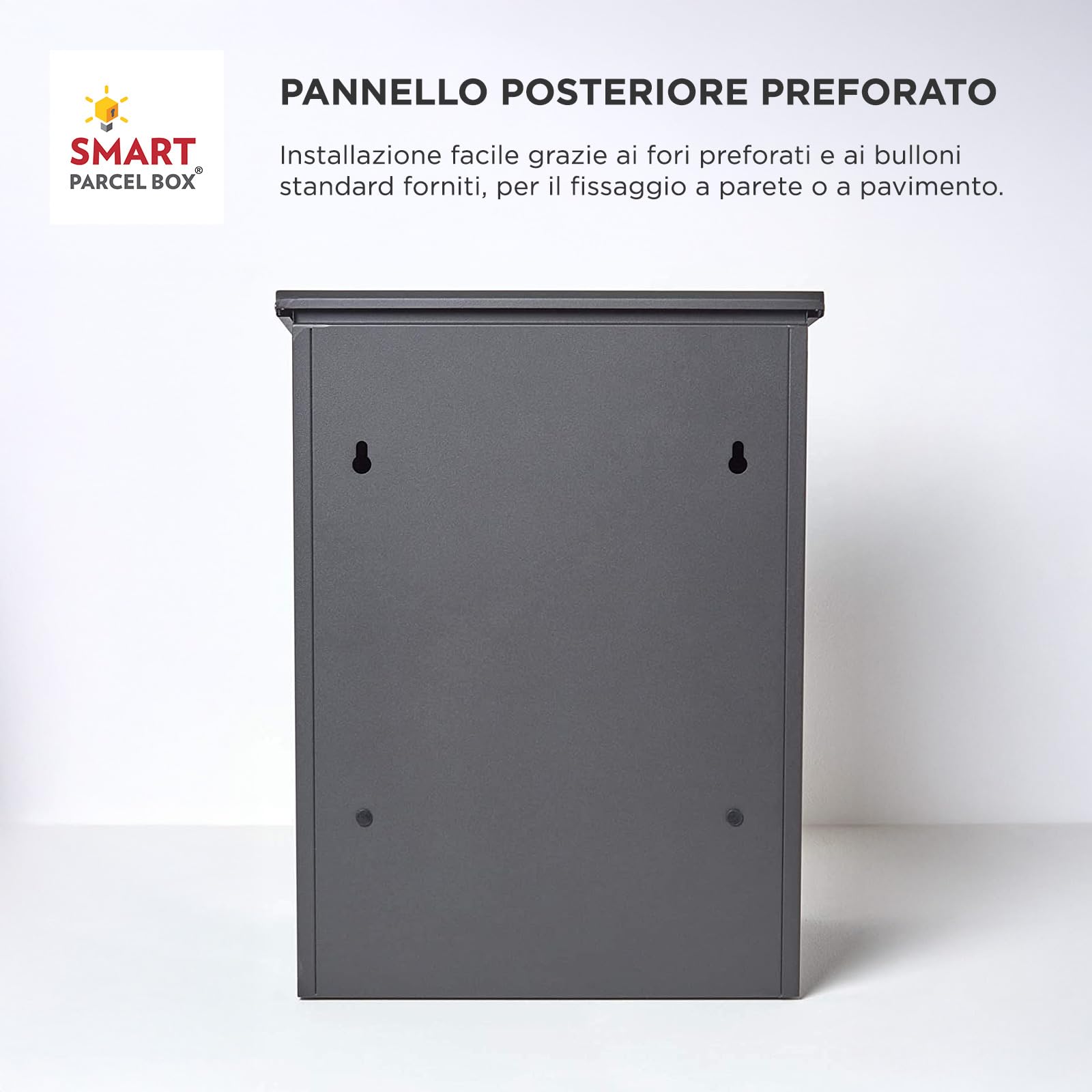 Smart Parcel Box - Cassetta per lettere/pacchi media Grigio scuro con accesso frontale in acciaio