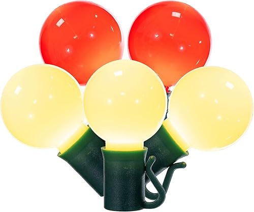 Vickerman 25 luces LED G30 de color blanco cálido rojo en cable verde, 16' cadena de luz de Navidad