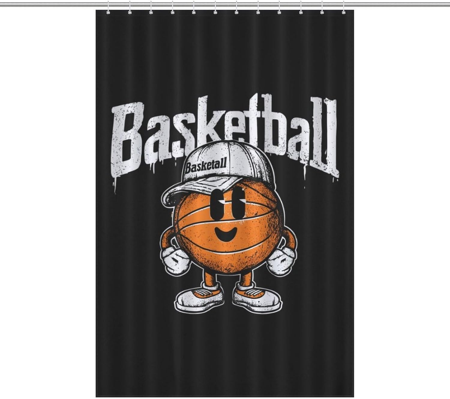 Funny Basketball Print Shower Curtain 46.85x70.87Inch（119x180cm） Polyester Bath Curtain Shower Curtains Printed Decorative