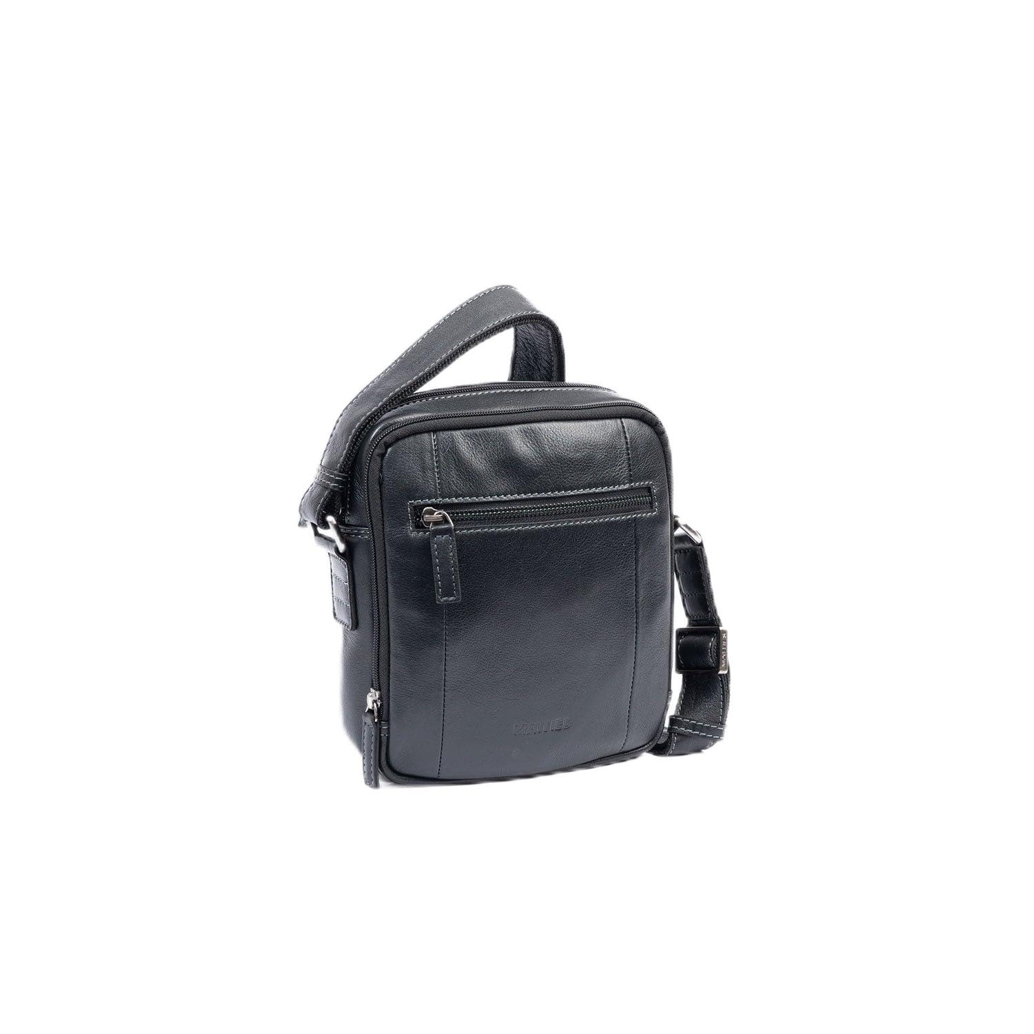 MATTIES Men's Pioneer Leather Bags, Black/White, 0cm x 18cm x 21cm