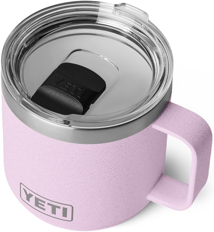 YETI Rambler 14 oz Ceramic Lined Stackable Mug, Vacuum Insulated, Stainless Steel with MagSlider Lid, Cherry Blossom