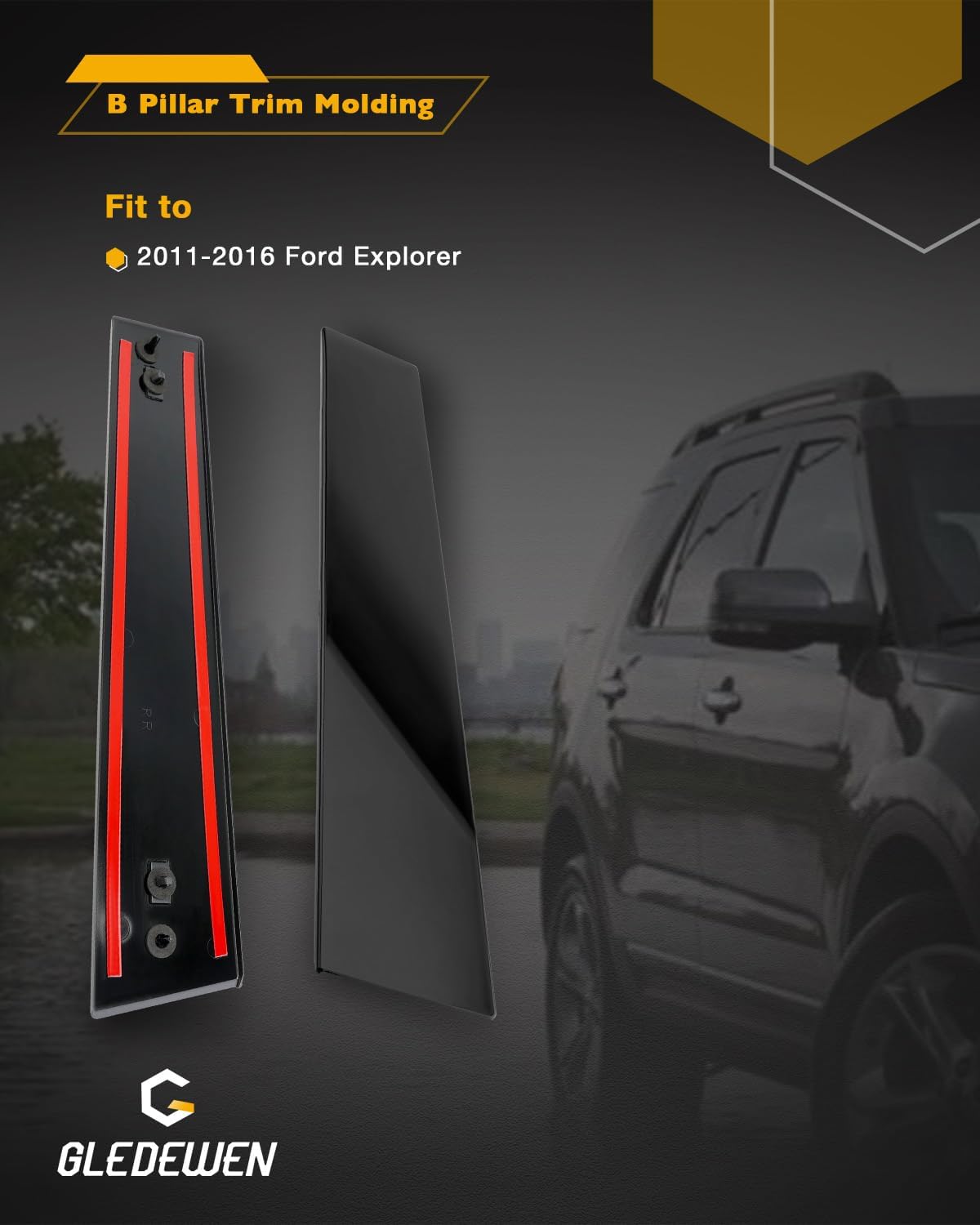 B Pillar Trim Molding, 926-448 926-449, Compatible with 2011-2016 Ford Explorer, Front Door Diver and Paseenger Side, BB5Z-7820555-BB BB5Z-7820554-AB BB5Z7820554AC, Without Keypad, Door Applique Panel