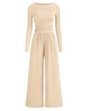 Jumpsuits For Women One Piece Outfits Long Sleeve Stretchy Knit Wide Leg Pants Womens Jumpsuit Fall Clothes 2025