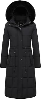 GOLDLADIES Women's Waterproof Long Winter Parka Coat - Warm Fleece Lined Snow Jacket with Detachable Faux Fur Hood