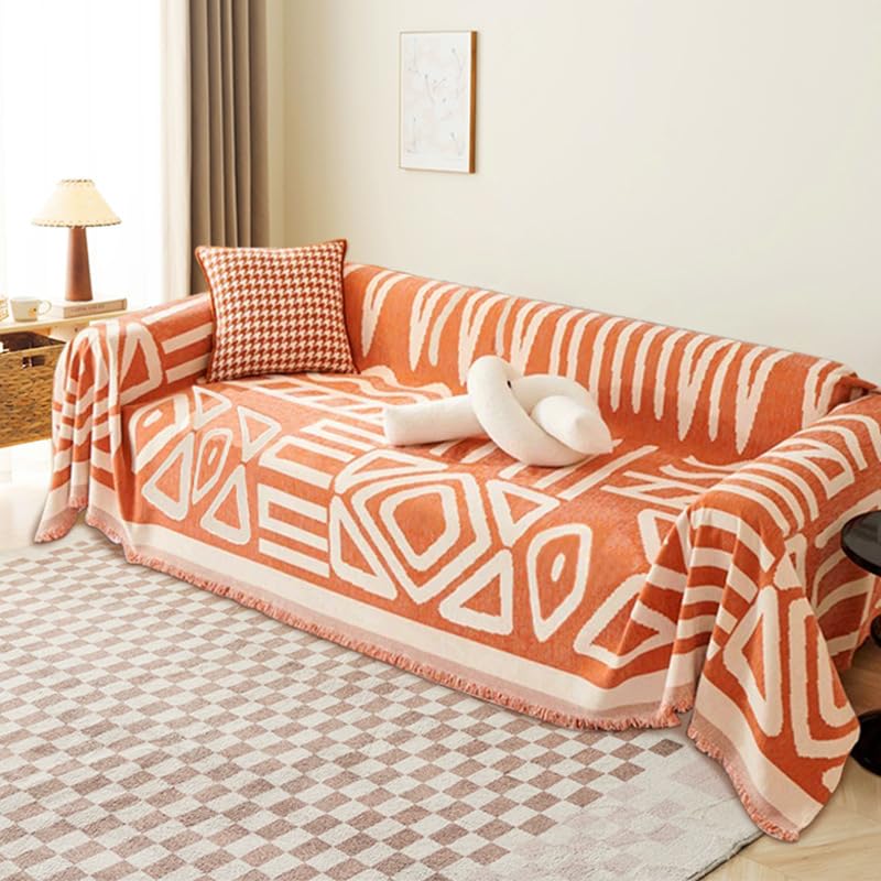 Housse de canapé orange 1 pièce lavable pour mobilier de salon 013