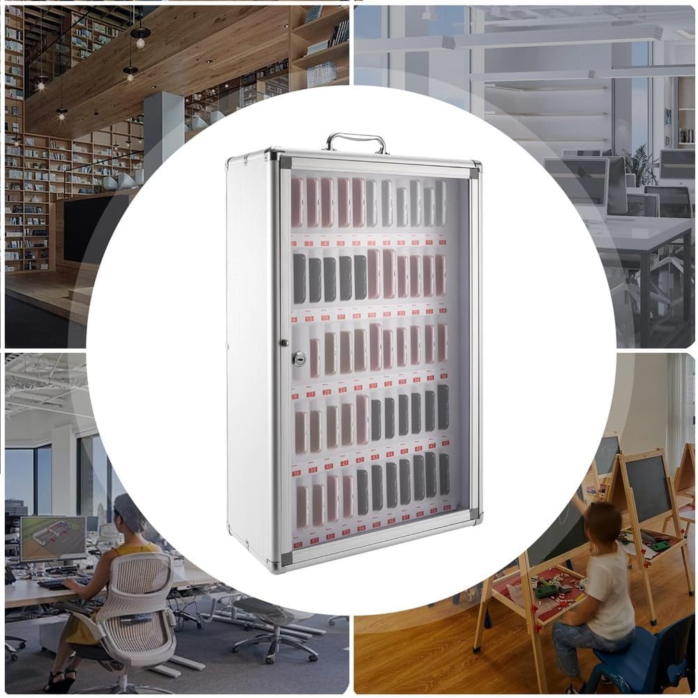 Wall-Mounted Mobile Phone Storage Cabinet - Aluminum Alloy with 30 Slots, Perfect for Schools, Offices, Restaurants, and Factories - & Space-Saving Solution