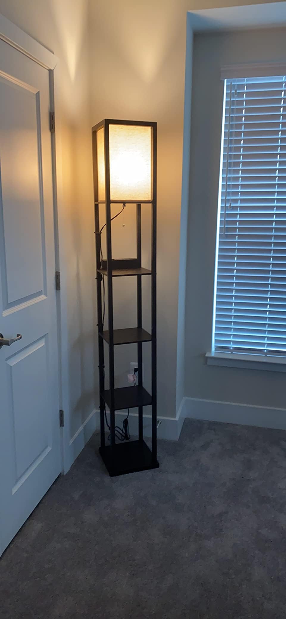 Creeper Art /// Wooden Floor Lamp with 4 Tier Shelf lamp for Home Decor || Living Room || Bed Room || Study Room Tripod Wooden Night Floor Lamp for Best Decoration Item (Black) Pack of 1