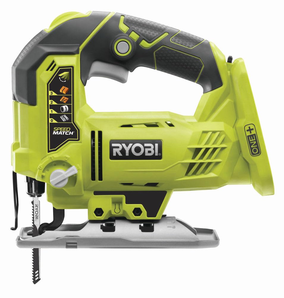 RYOBI - Scie Sauteuse Sans Fil 18V ONE+ R18JS-0 – Mouvements Pendulaires, Changement Lame Sans Outil, Variateur Vitesse – Bois, Métal, PVC – Batterie Non Incluse