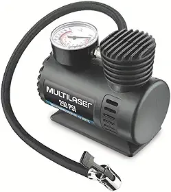 Compressor de Ar 12v Vazão 15l + Min 250psi 3 Bicos Adaptadores Multilaser - AU601