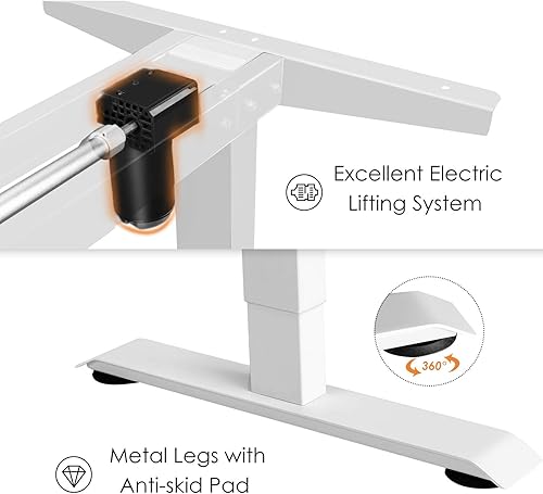Miniatura 6 de Tangkula Escritorio eléctrico de pie de 55 x 28 pulgadas, escritorio de pie ajustable en altura con controlador de memoria ergonómico, escritorio de