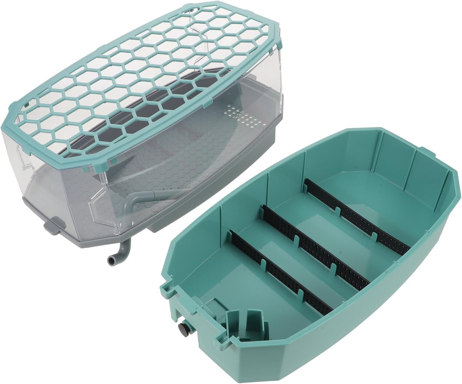 Small Blue Ecological Turtle Tank with Lid and Basking Platform Plastic Turtle Aquarium Habitat for Home Use Suitable for Aquatic Tortoises