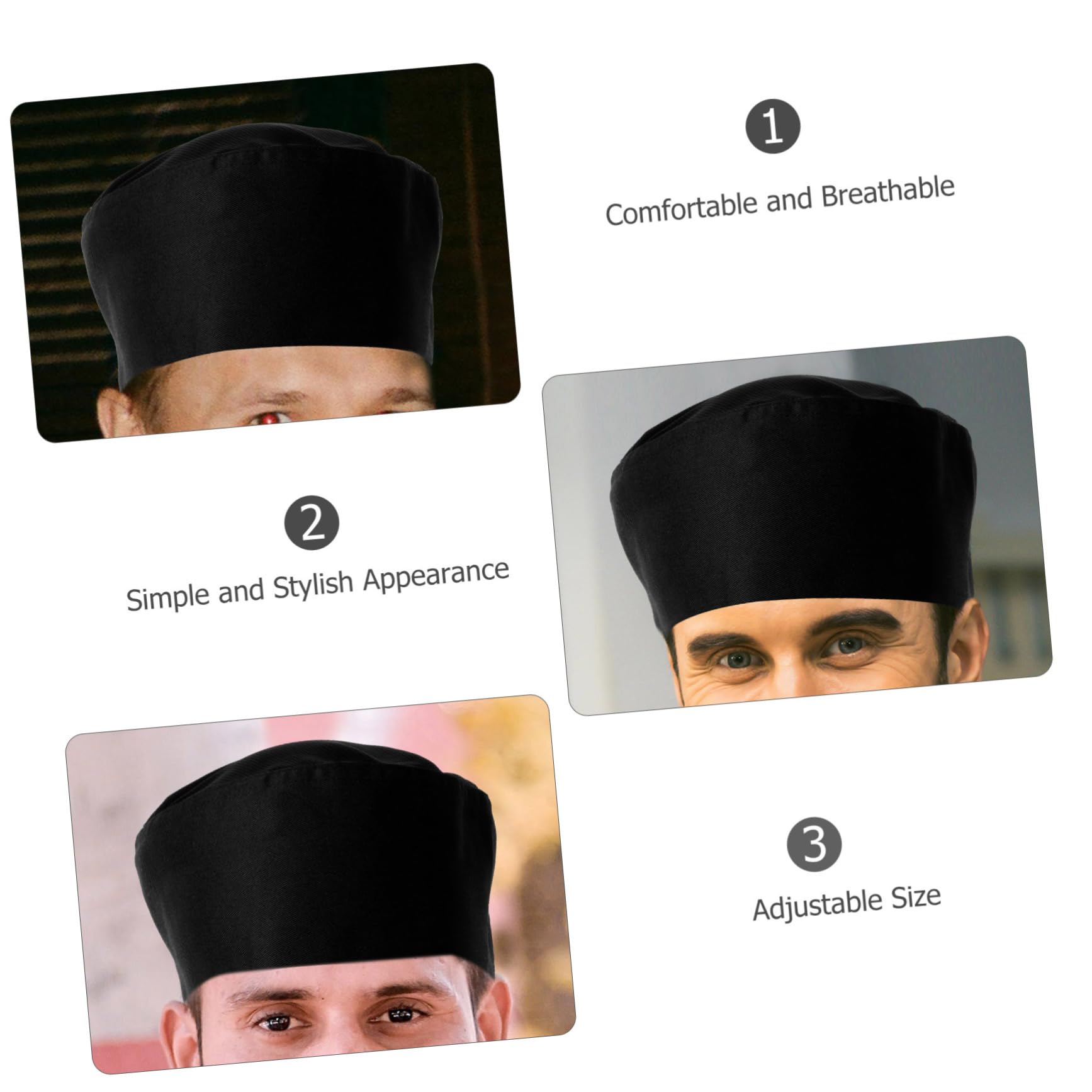 Beavorty Sombrero De Cocinero Gorras De Cocinero Gorro De Cocina Tapa De Catering Gorro De Chef Sombreros De Cocina para Sí Gorro De Cocinero Algodón Black