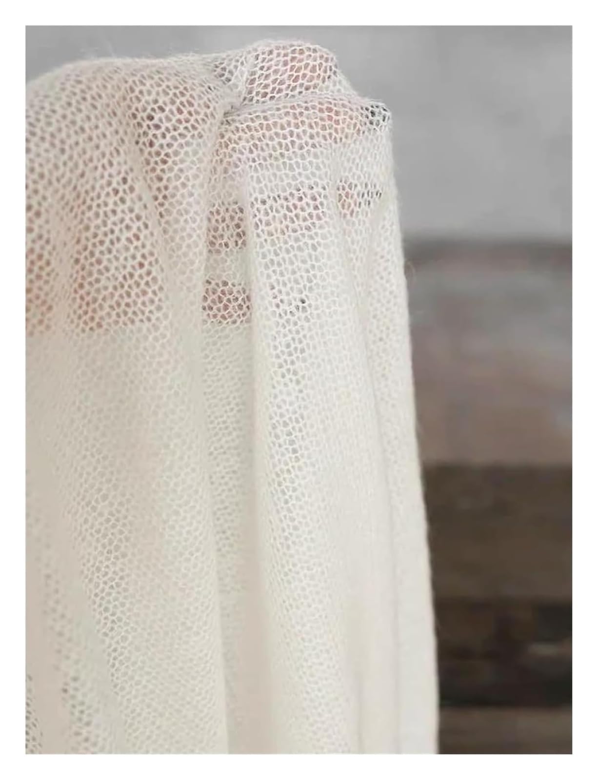 Tela De Malla De Costura De Punto Acrílico De Lana, Color Beige