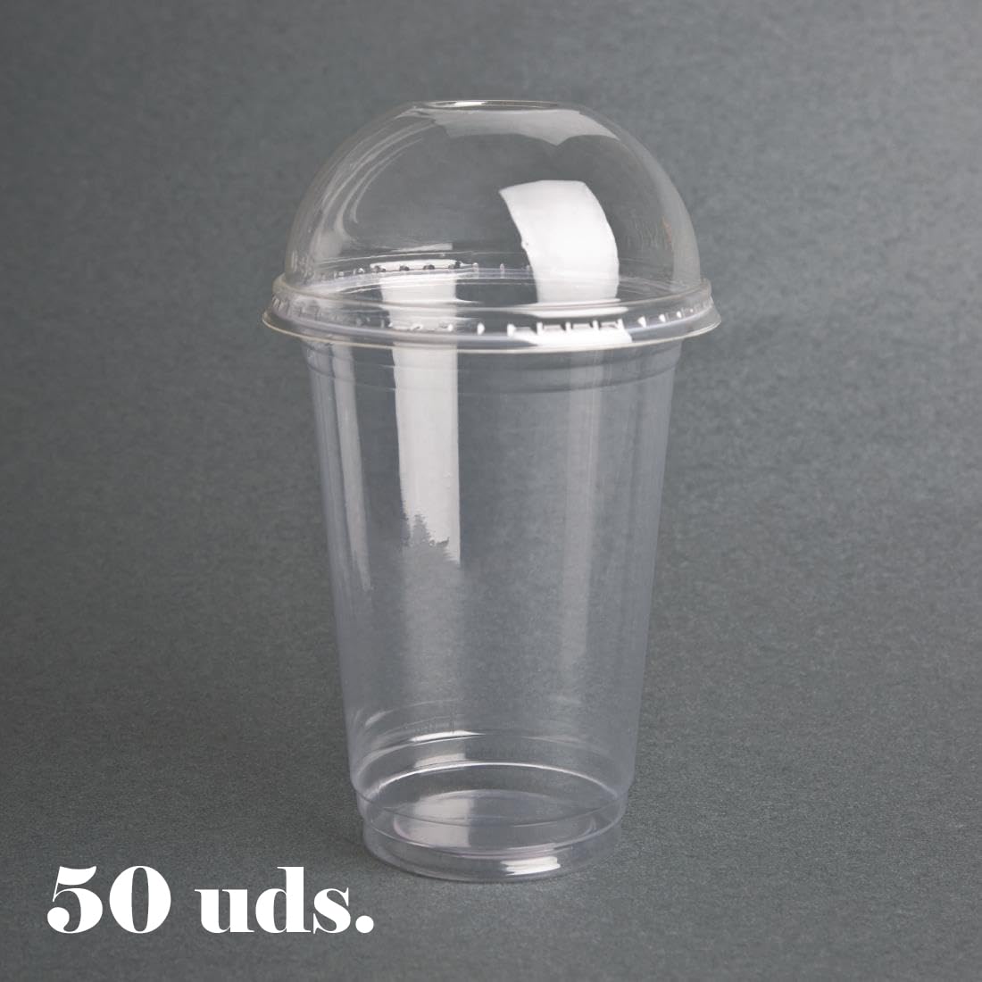 ABD 50 Vasos Batidos Transparentes, 350 ml, Tapas Abovedadas, Reutilizables, Prueba de Derrames (50unidades, 350 ml)