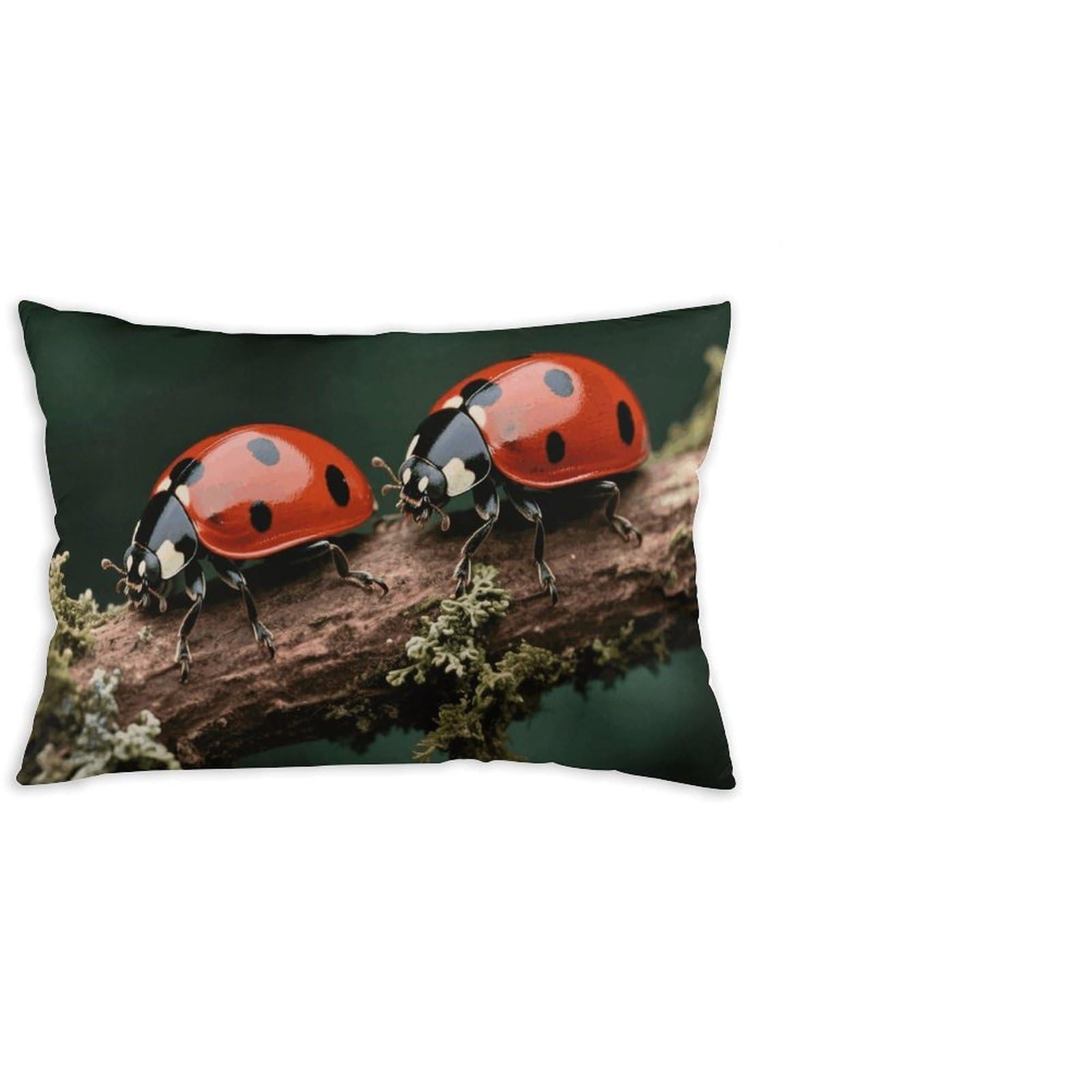 FodPand Decorative Throw Pillow Covers 12x20 Short Plush Ladybug Body Pillowcase Cushion Cases with Invisible Zipper Rectangle Lumbar Pillow Shells for Sofa Couch Chair Bed Home Decor