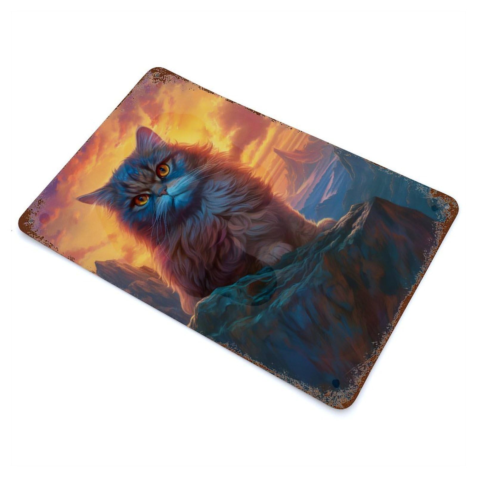 Garage Style Persian Cat 5 Vintage Rust Metal Sign 11.8"x7.9", Retro Wall Decor for Bar And Workshop