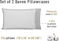 Vista 8 de Sunflower Juego de 2 fundas de almohada tamaño Queen, 100% algodón, 2 fundas de almohada Queen de 20 x 30 pulgadas, color ceniza, suaves