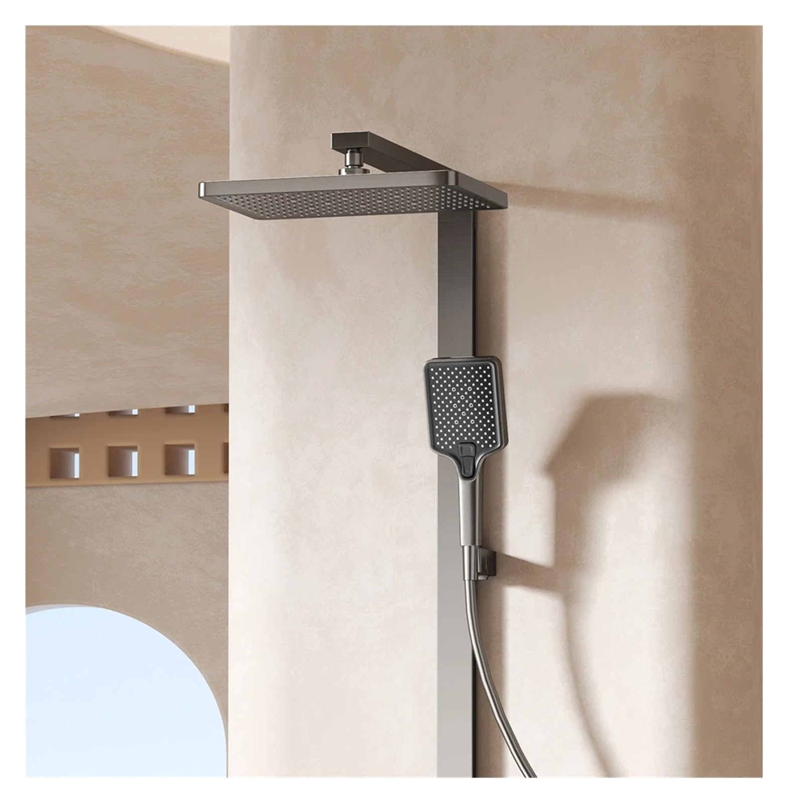 Sistema de Ducha termostático Digital con Pantalla Inteligente de Temperatura, Juego de Ducha, Grifo de baño, bidé, Kits de Ducha (Gris)