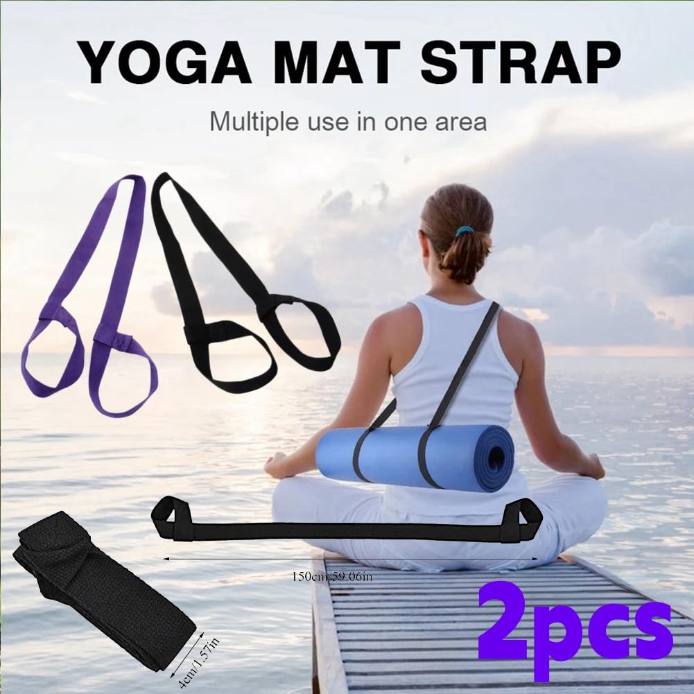 Cinghia Tappetino Yoga,2 pezzi Tracolla per Yoga,Tracolla per Materassino da Yoga, per Yoga, Pilates, Esercizi, Aerobica, Tappetino Esercizi Sport