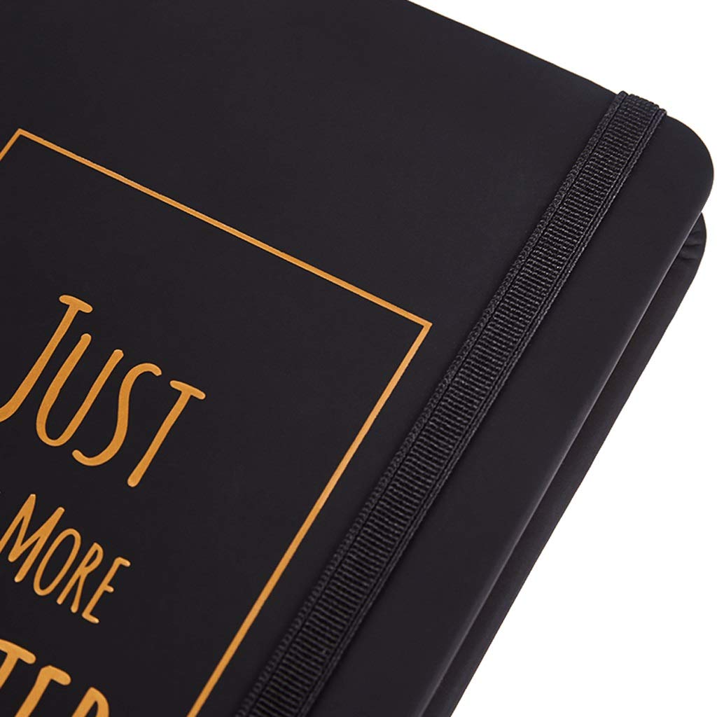 Cahier Journal Imitation Ciel Notebook Hardcover Lattice carrée Page intérieure Edge Round Edge Design Strap Strap Fixation Diary Exquis Bureau et Maison (Color : Black)
