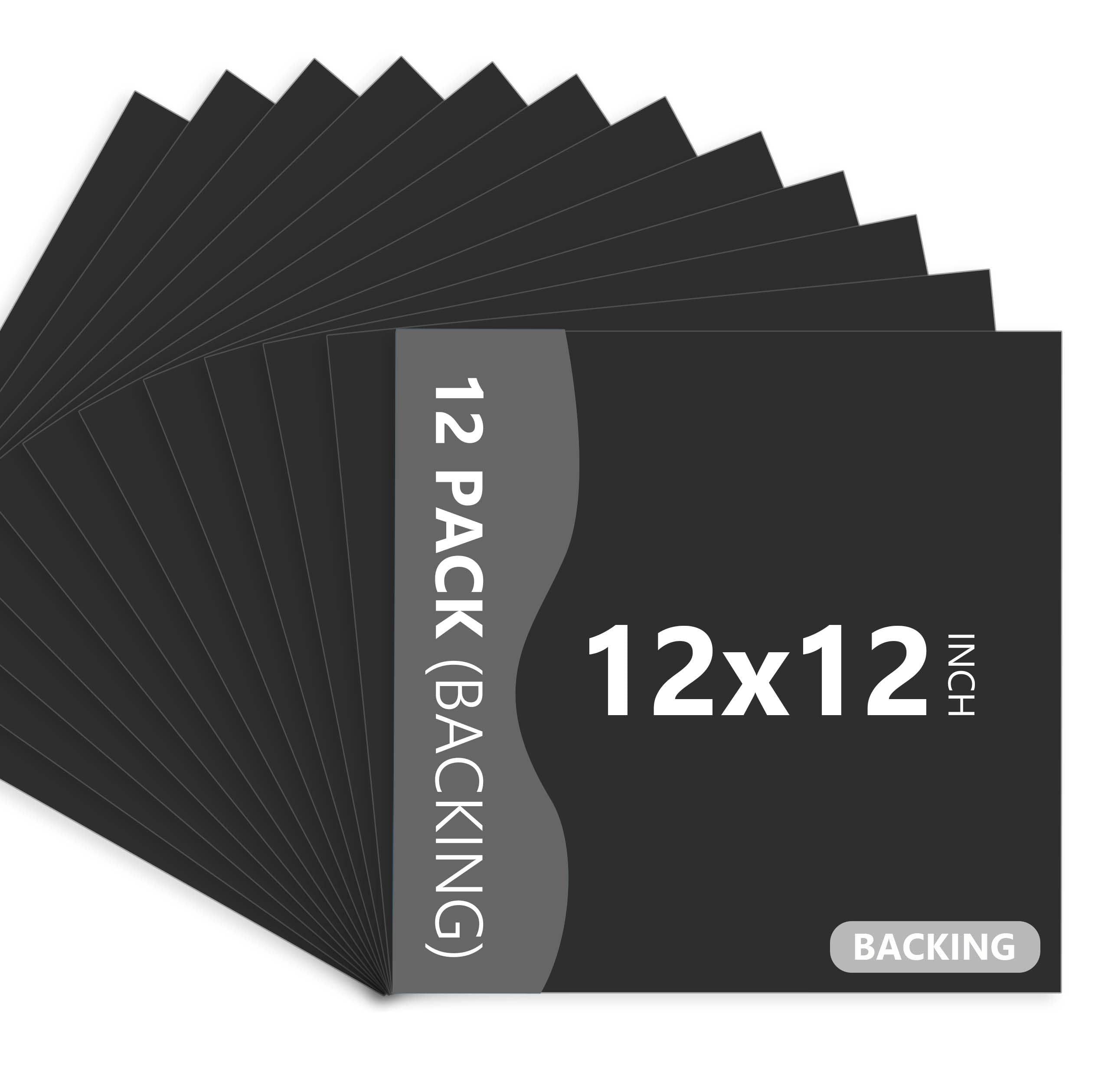 Somime 12 Pack Black Backing Boards, 12x12 Uncut Mats Matboards