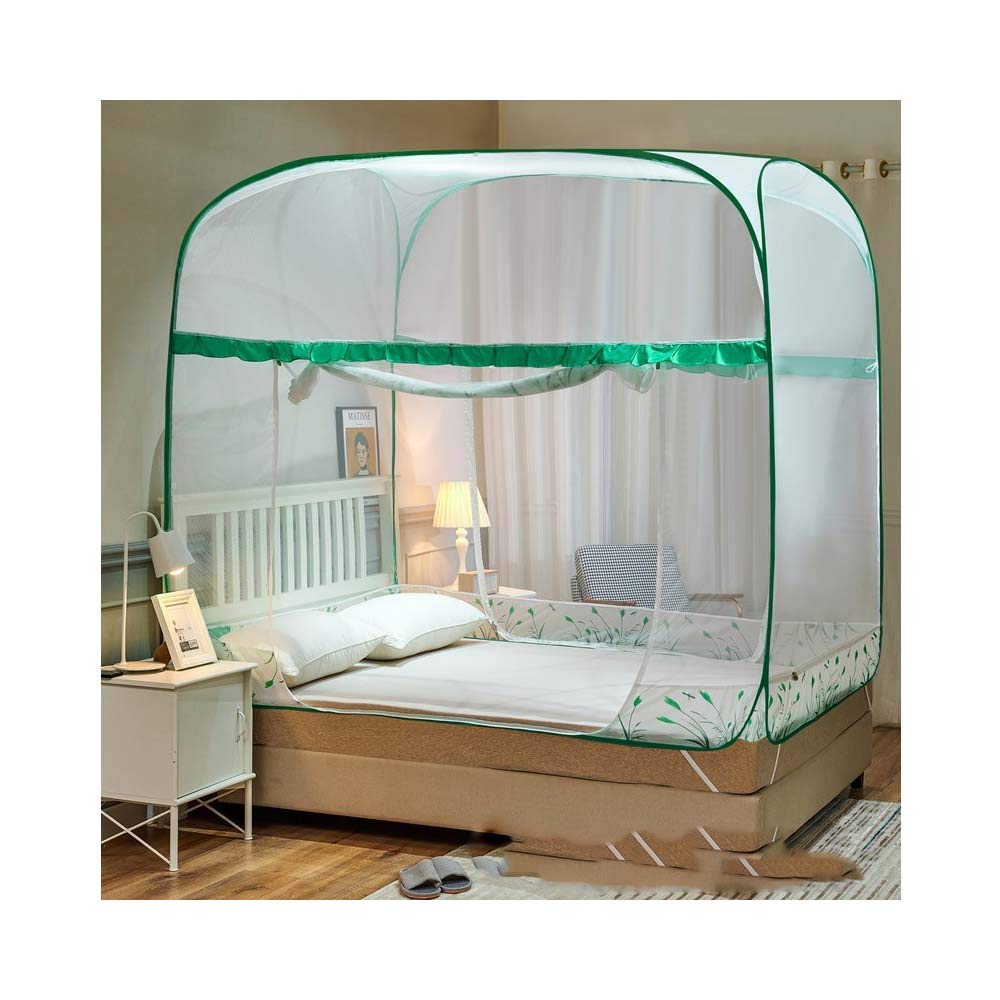 Mosquitera sin instalación de triple puerta lateral y gran tamaño para camas de 2 metros