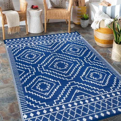 Wonnitar Outdoor Rug 6x9, Waterproof Patios Rug Reversible