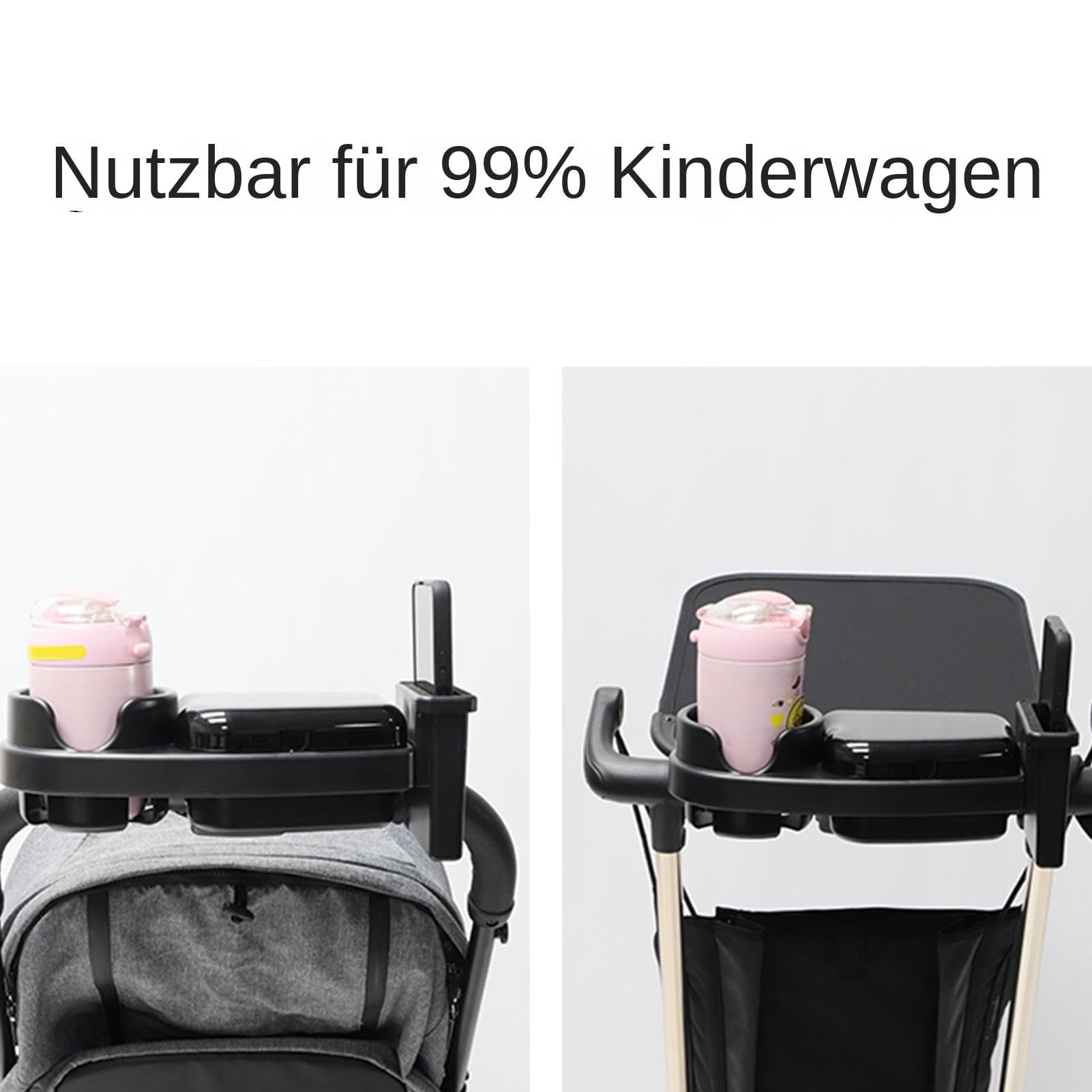 Kinderwagen-Getränkehalter-Tablett, Getränkehalter Kinderwagen Telefonhalter, Snack Tablett Für Kinderwagen, Universelles Kinderwagentablett