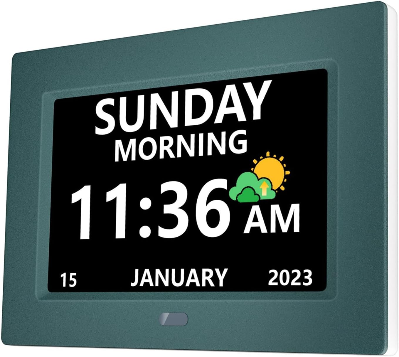 7 Inch Digital Clock with Day and Date for Elderly Alzheimer’s Dementia Clock Customizable Alarms and Medicine Reminders 3 Display Modes Large Font Digital Alarm Clock for Seniors Green