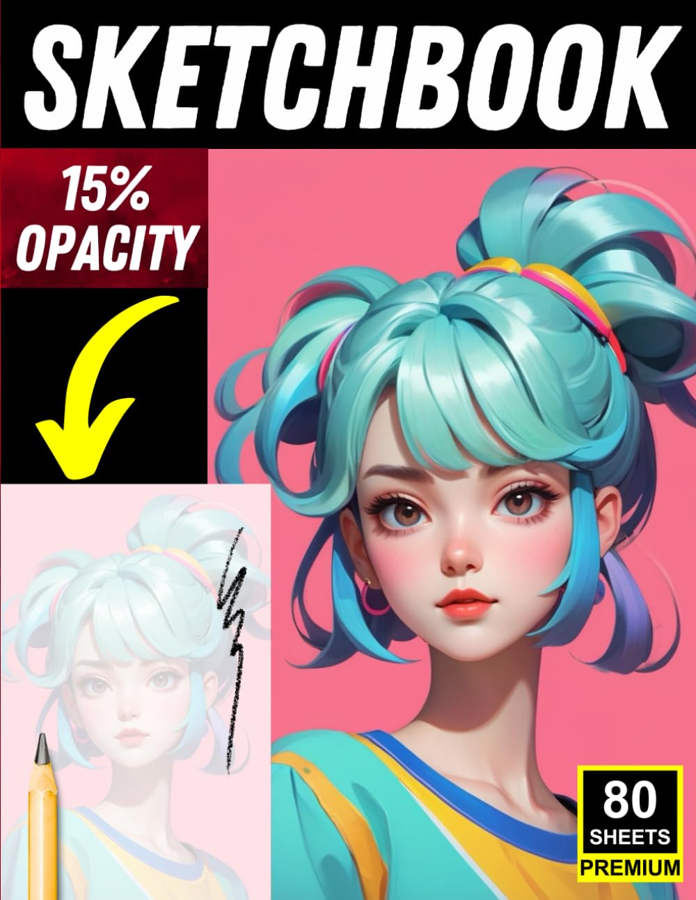 Cute Girl Portrait Tracing Sketchbook: 80 Light-Opacity Pages for Stylized Face Drawing Practice
