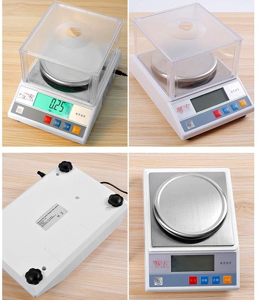 Balance électronique analytique de précision 0,01 g, multifonctionnelle, avec écran LCD rétroéclairé et Pare-Brise, idéale pour la Maison, la Cuisine et Le pesa，1000g/0.01g