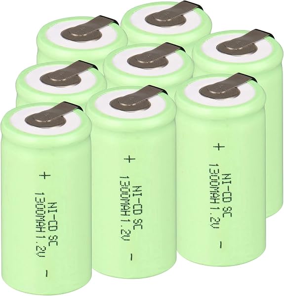 Anmas Power 8 Pack Sub C SC 1300mAh High Capacity Eco-Friendly NiCd Rechargeable Batteries with Tabs - 1