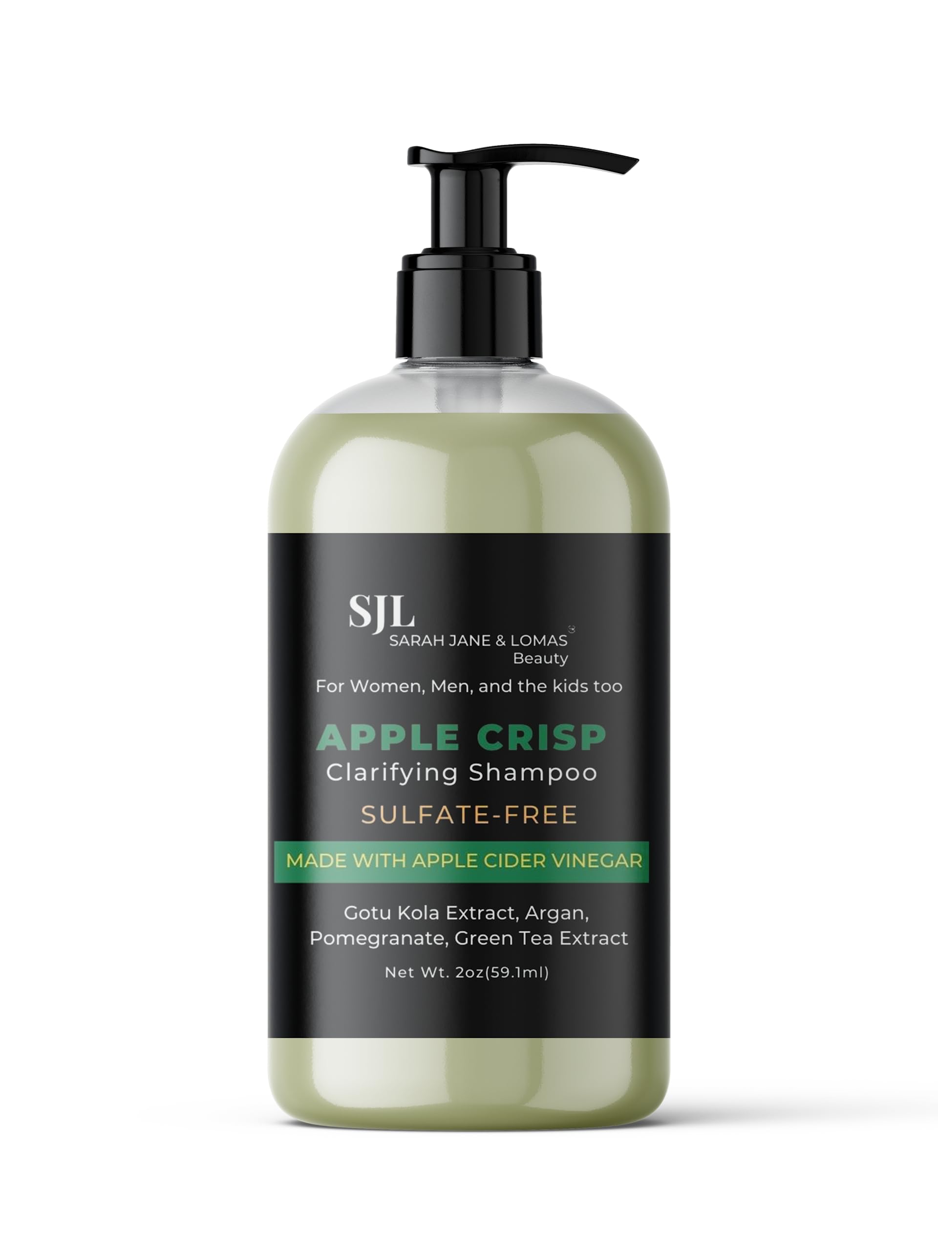 SJL Apple Crisp, Clarifying Shampoo, Infused Apple Cider Vinegar,Gotu Kola and Green Tea Extract, Aloe Vera Juice, Argan, Pomegranate Seed, Scalp Soothing