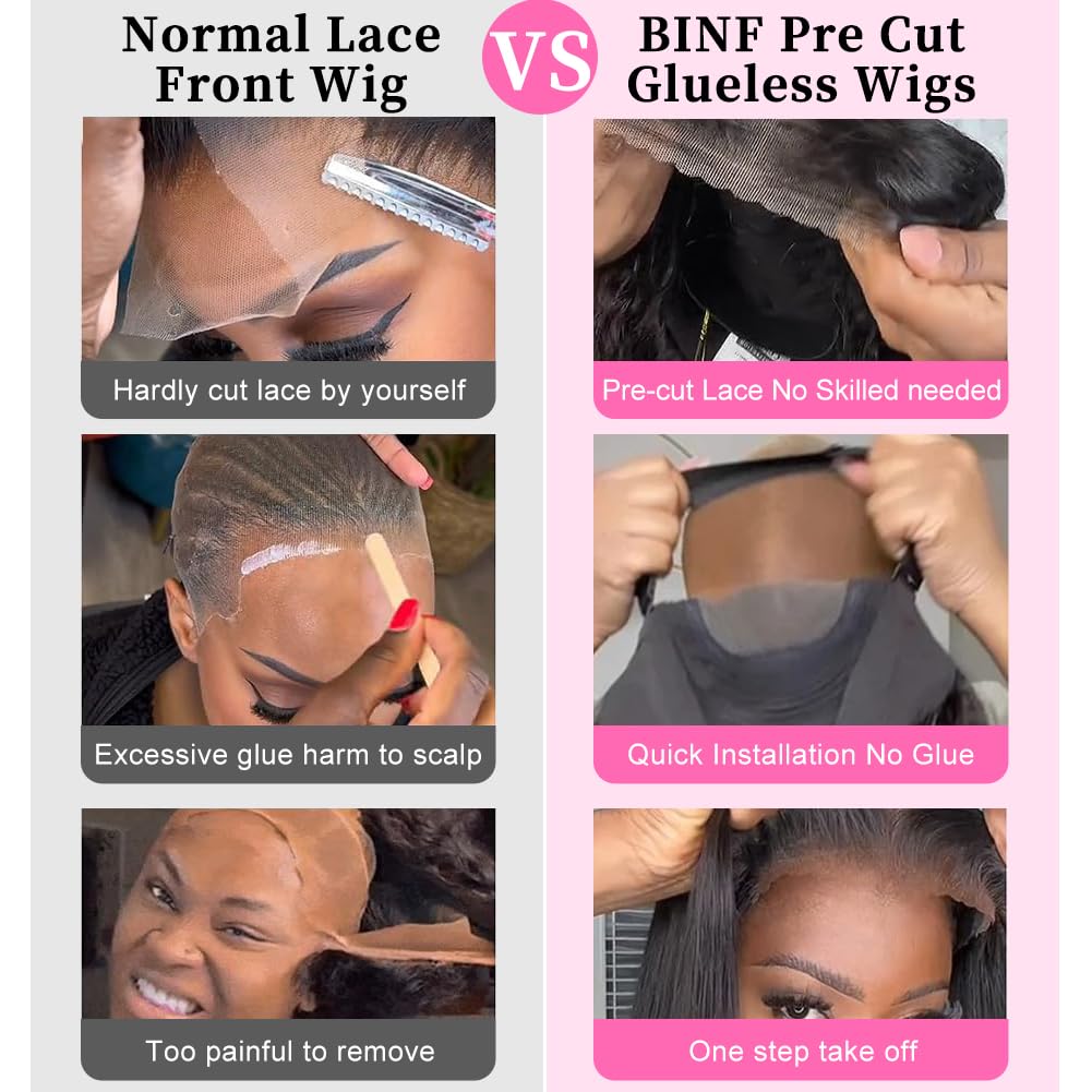 Loose Wave Lace Front Wigs Human Hair 30 Inch Loose Deep Wave Wig Pre Plucked Pre Cut Glueless 4x4 Deep Wave Lace Closure Wig for Women HD Transparent Natural Black