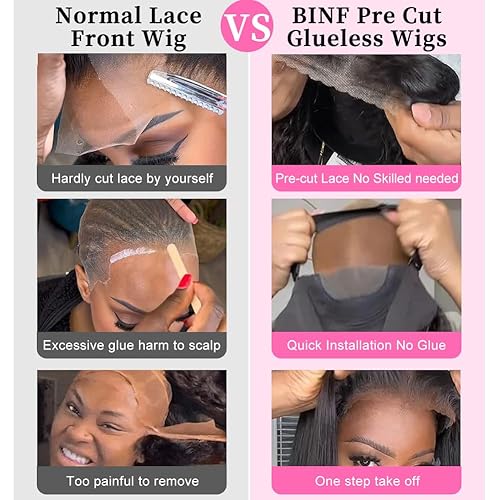 Miniatura 2 de BINF Pelucas sueltas de cabello humano con encaje frontal de onda profunda para mujeres negras, pelucas de cierre de 4 x 4, pelucas de cabello