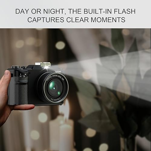 Miniatura 8 de Yatao Cámara digital con WiFi, kit de cámara fotográfica 4K 5K 64MP para YouTube, cámara dual frontal y trasera para selfie conveniente, equipada