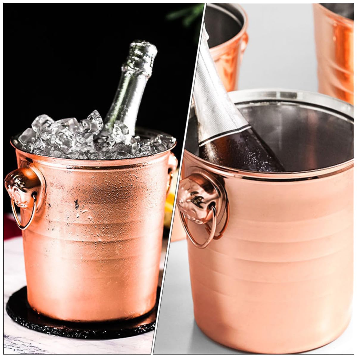 Cubo de Hielo de Acero Inoxidable Doble Asa 7l para Bar
