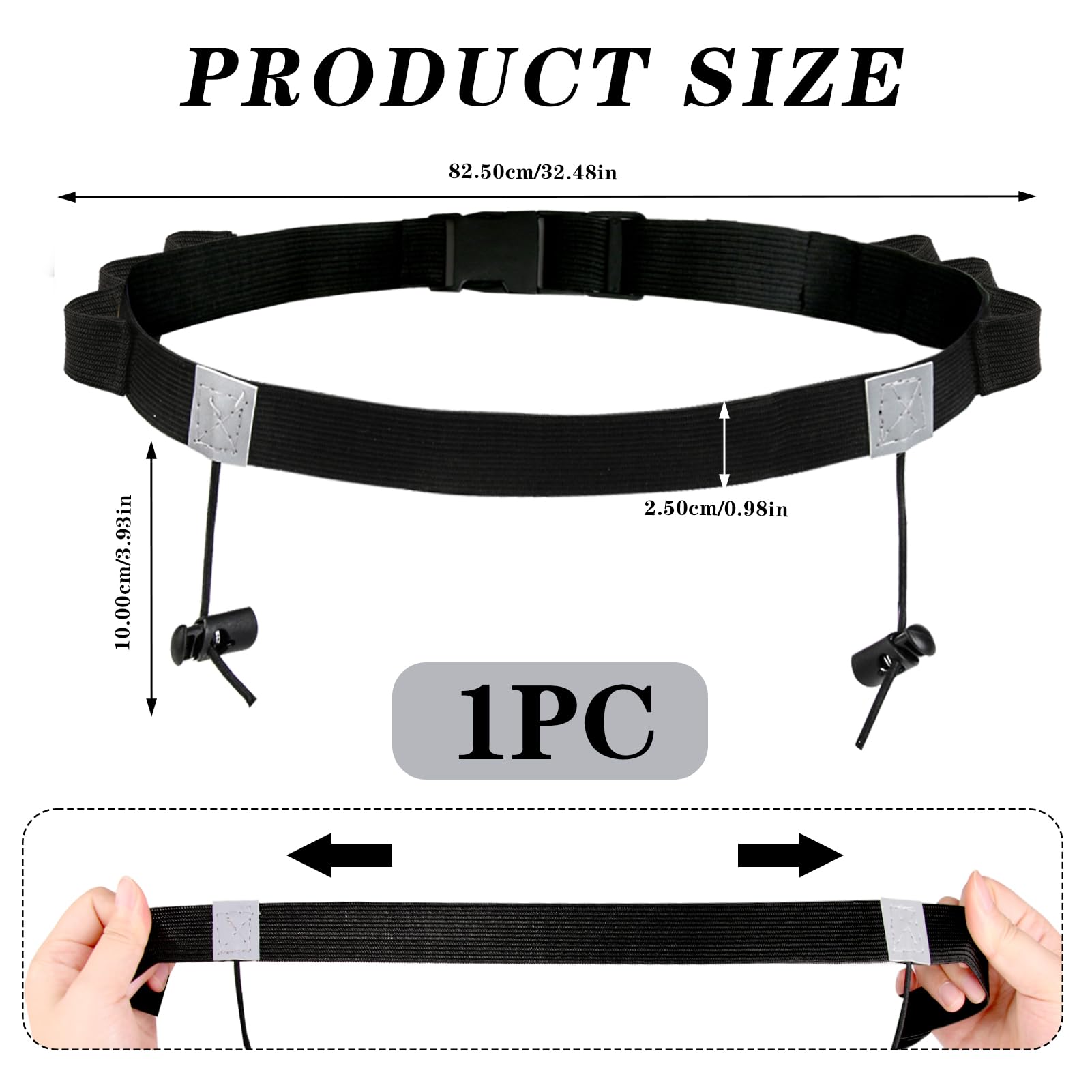 Porte Dossard, Ceinture Running, Numéro de Coureur, Ceinture Porte Dossard pour Course à Pied, Triathlon et Cyclisme - Légère, Ajustable, et Pratique sans Épingles (Noir)