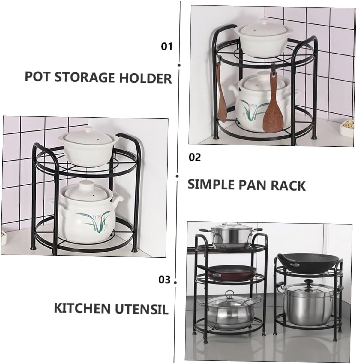 Multi-function Kitchen Storage Rack Pan Holder Rack Pot Space-saving Easy to Assemble