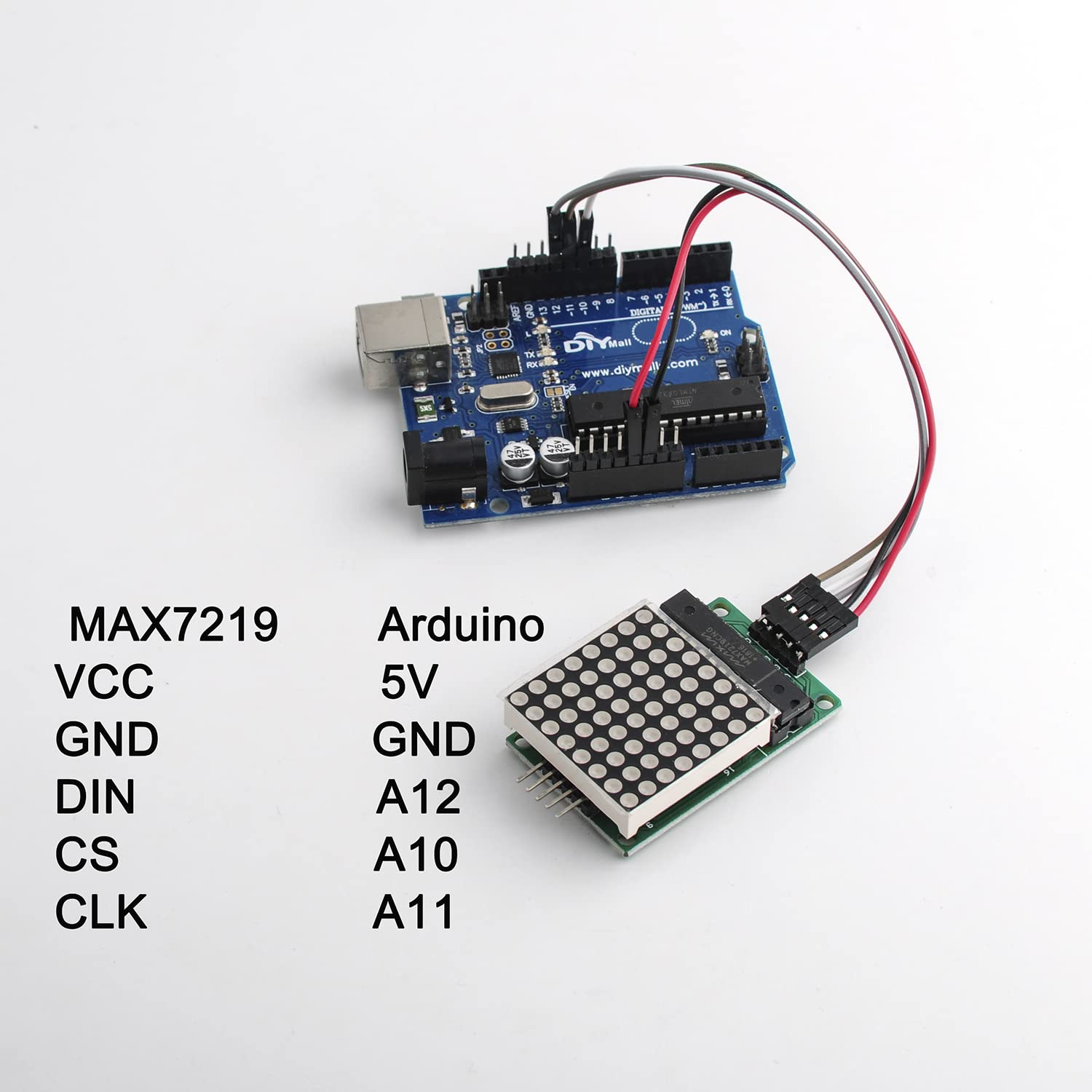 MAX7219 LED Dot Matrix Module MCU Control Red LED Display Module 5V In - View #2