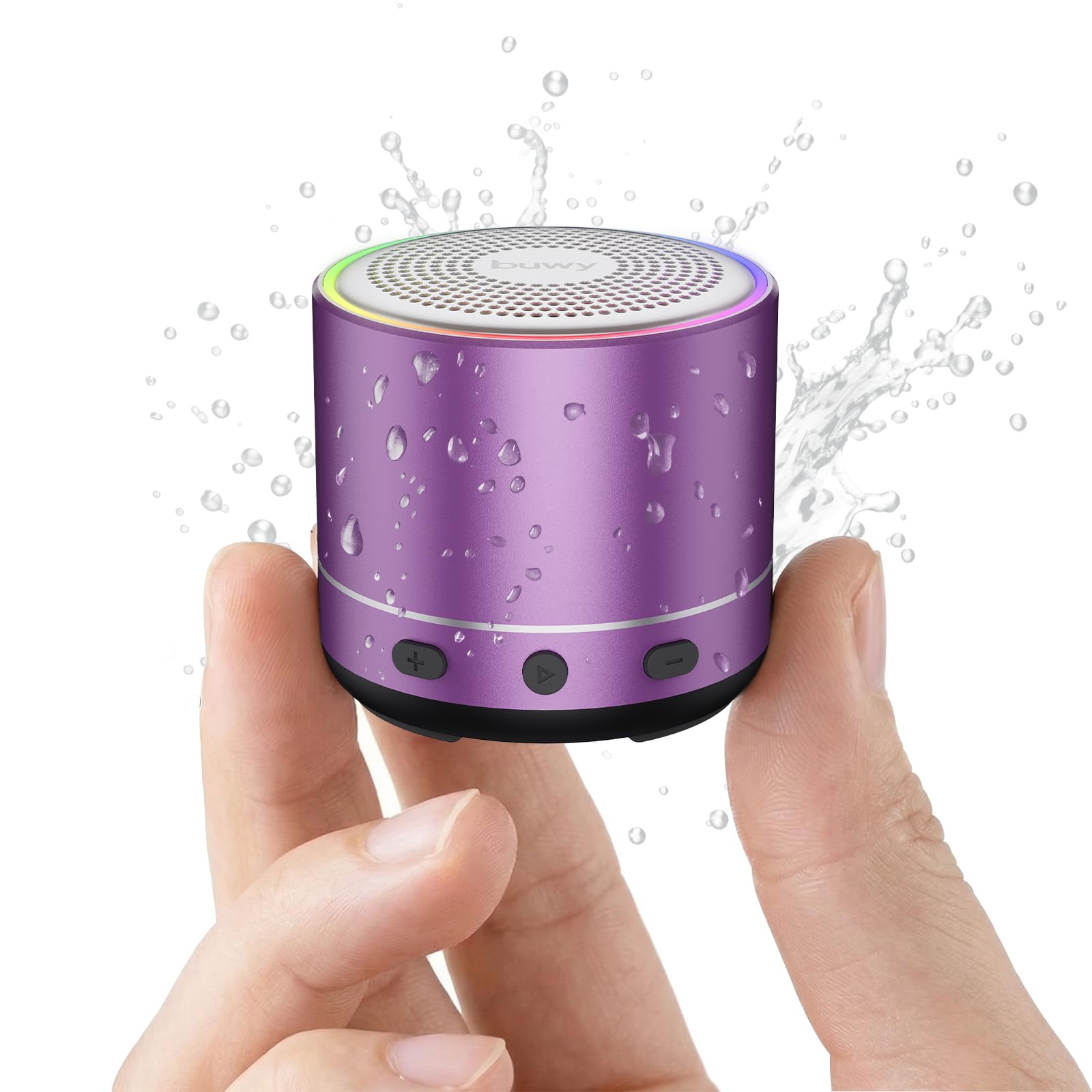 Mini Bluetooth Lautsprecher (83g), Musikbox Bluetooth 5.4 mit RGB Lichter, HD-Sound & starke Bass, Tragbarer kabelloser Outdoor Mini Lautsprecher, kompaktes Design für Reise/Outdoor/Garten, Schwarz
