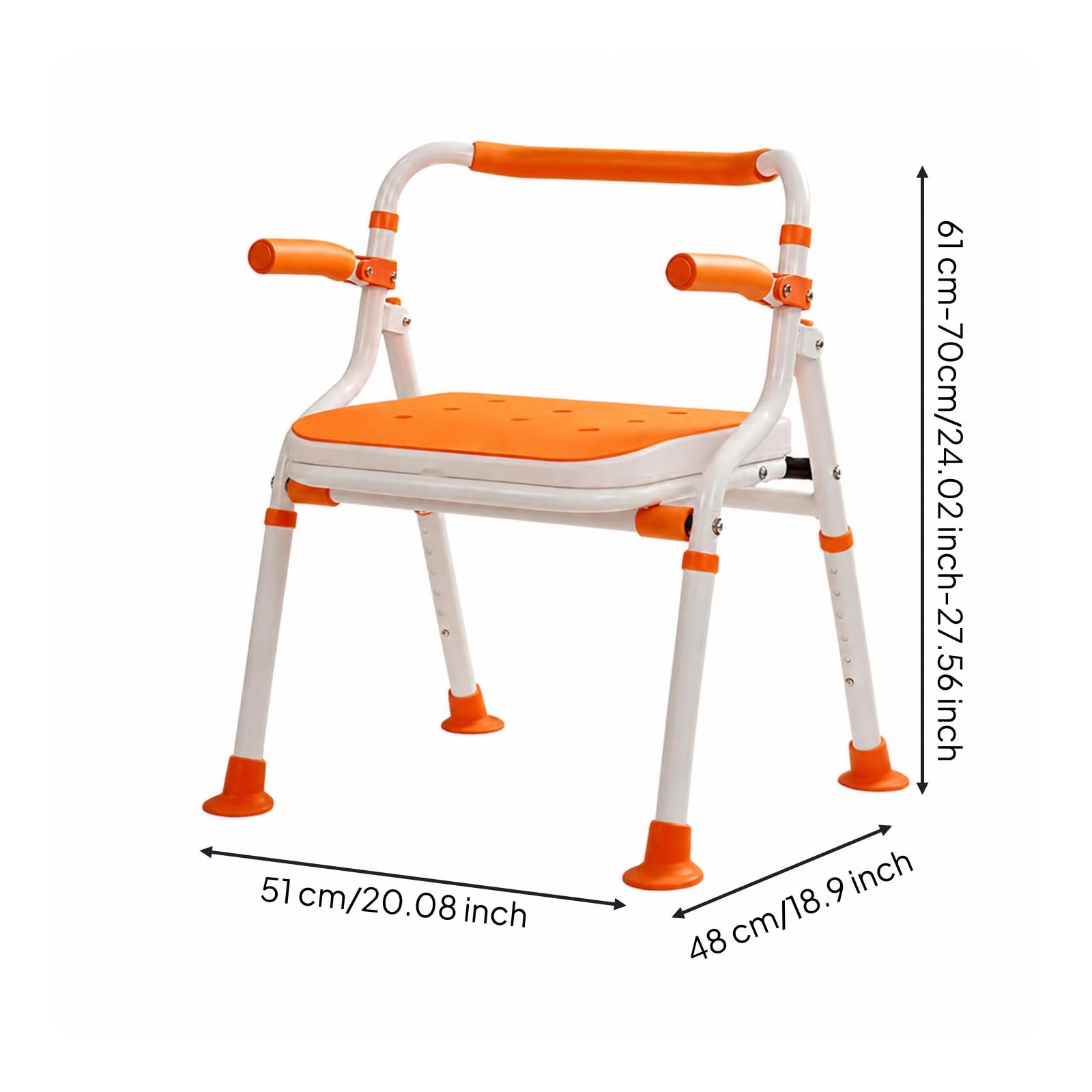 Silla Ducha con Reposabrazos Abatibles Compacto Silla Ducha Plegable Resistente para Uarios Mayores, Espalda