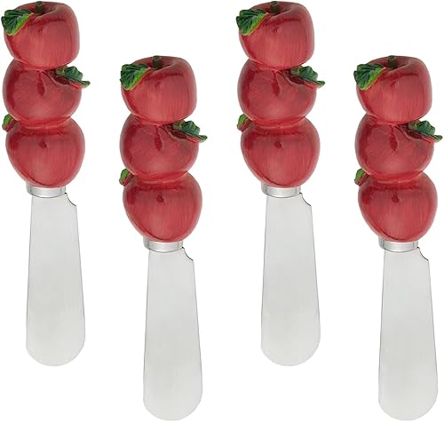 Supreme Housewares Esparcidores de queso de manzana, asas de resina pintadas a mano con cuchillas de acero inoxidable para untar queso crema,