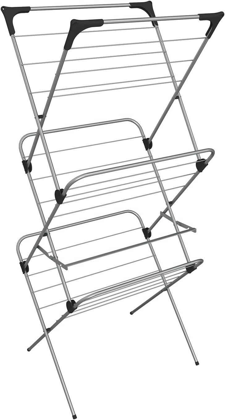 Vileda Sprint 3-Tier Clothes Airer, Indoor Clothes Drying Rack with 15 m Washing Line