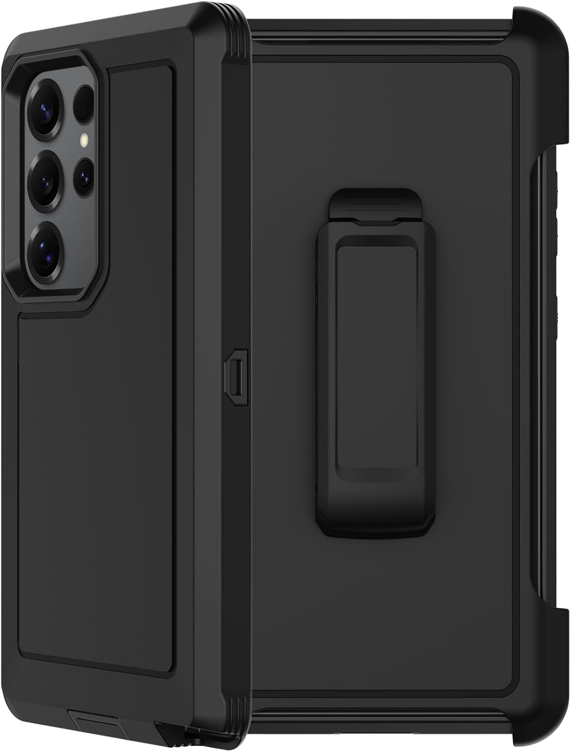 RubCase for Samsung Galaxy S25 Ultra Case with 2X Screen Protector, Dual Layer Bumper Cover with Belt Clip Holster & Kickstand, Full Body Heavy Duty Phone Case for Galaxy S25 Ultra 5G (Black)