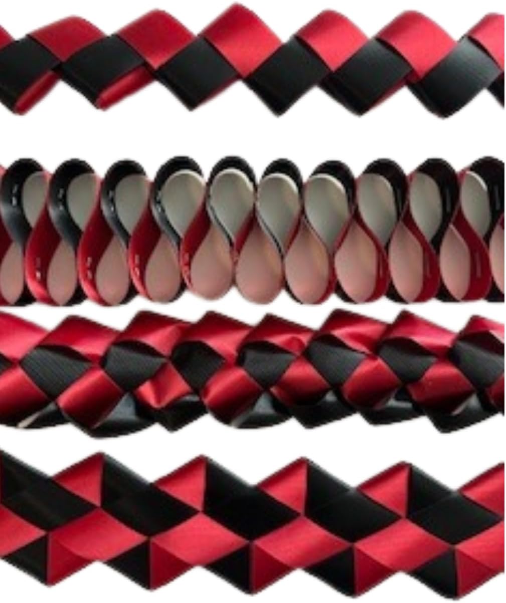 Deluxe Homecoming Braid Pack - Military Mobius Candy Ribbon Texas Diamond Braids Ribbons (4 Pack) (Red and Black)